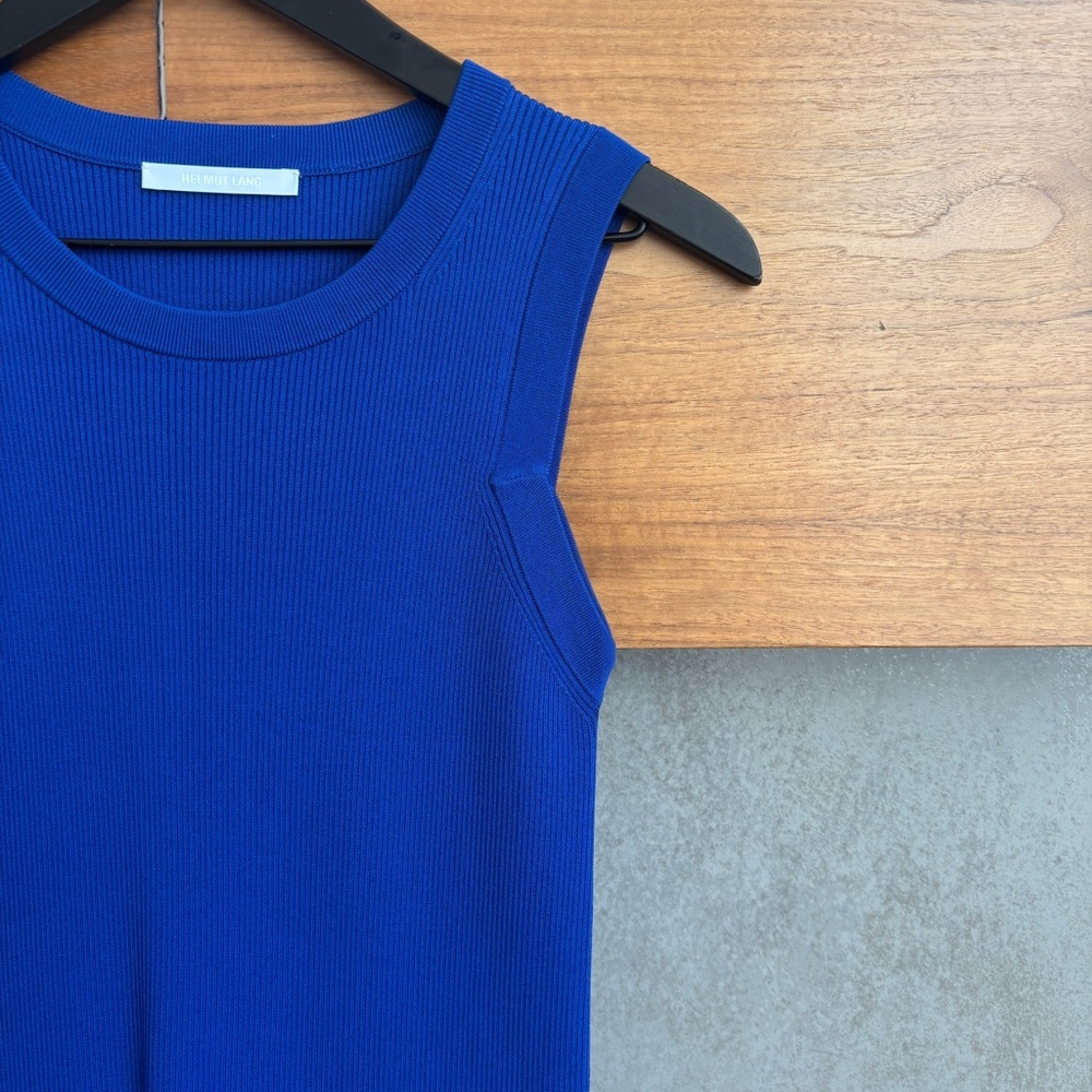 NWOT Helmut Lang Royal Blue Knit Ribbed Mini Dress, Size S - Picture 7 of 13
